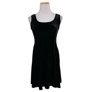 Vintage 90s Y2K BCBG Max Azria Velour Skater Mini Dress  Size Small Black USA